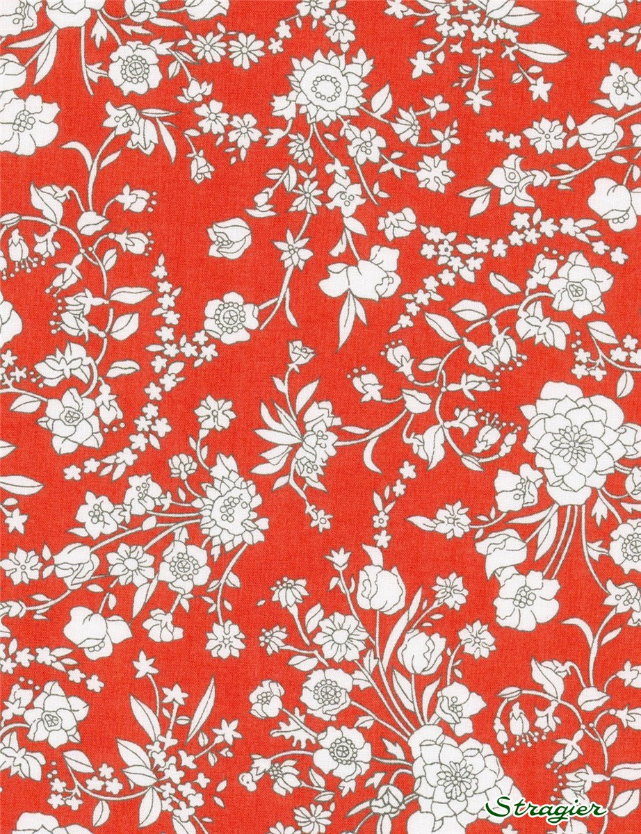 Liberty Tana Lawn - Summer Blooms - Coquelicot
