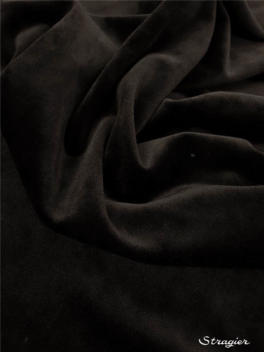 Velours lisse stretch (base maille) - uni - Noir 