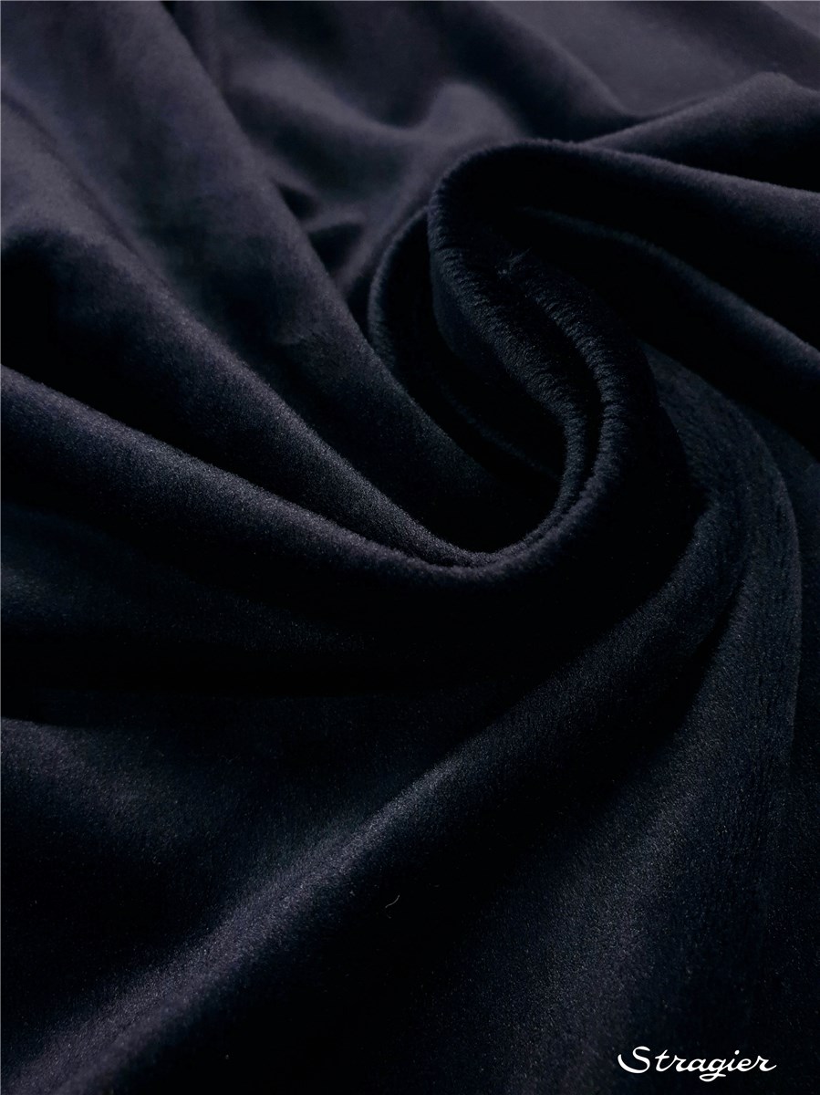 Velours lisse stretch (base maille) - uni - Marine 