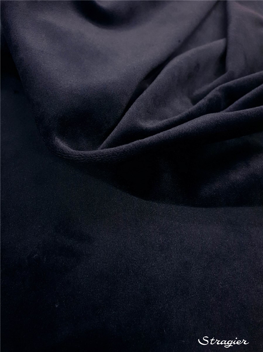 Velvet - smooth - stretch (Knitted Fabric) - uni - Marine