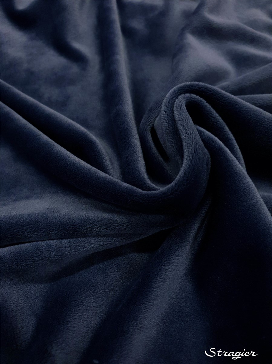 Velours lisse stretch (base maille) - uni - Bleu Acier 