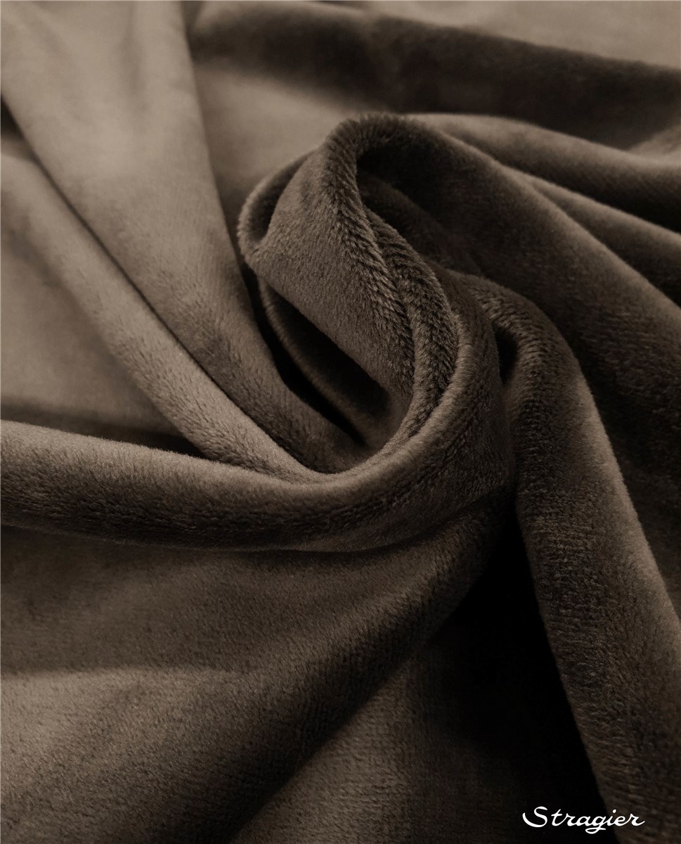 Velours lisse stretch (base maille) - uni - Gris Taupe 