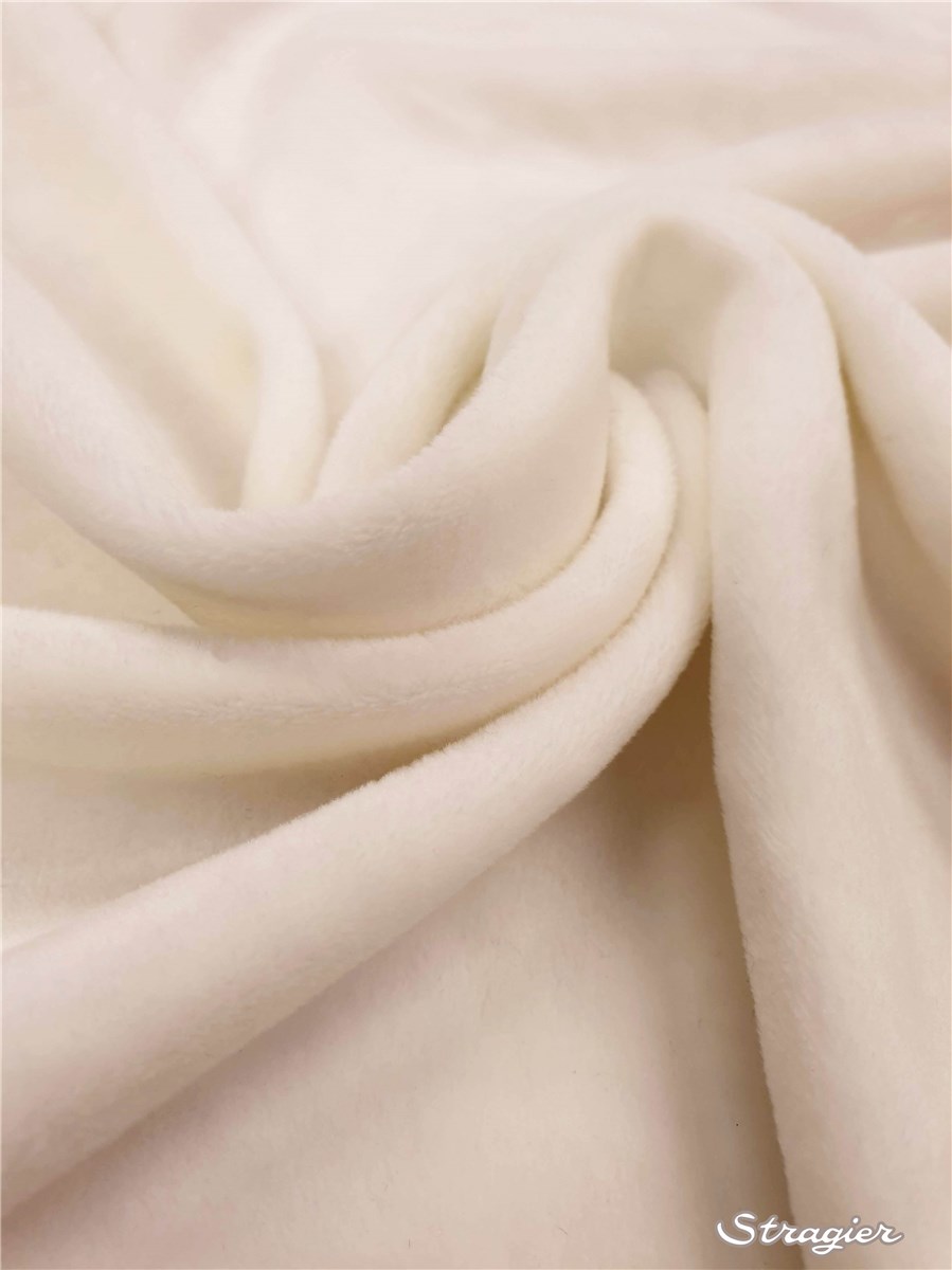 Velours lisse stretch (base maille) - uni - Ivoire clair 