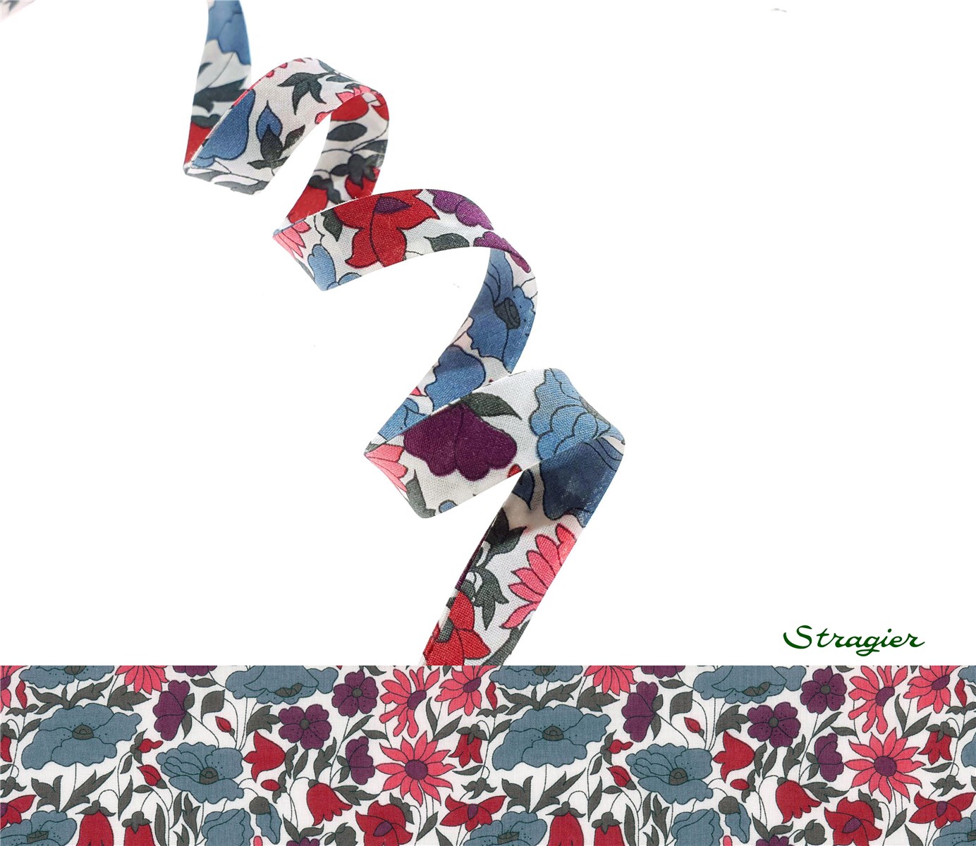 Biais Liberty - 4095 Poppy and Daisy - Dusk - 10 mm