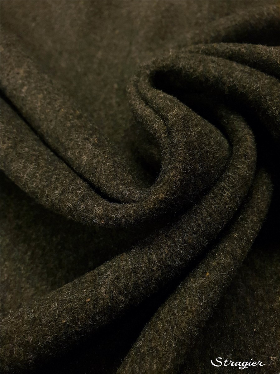 Laine Velours Manteau - Uni - Kaki chiné 