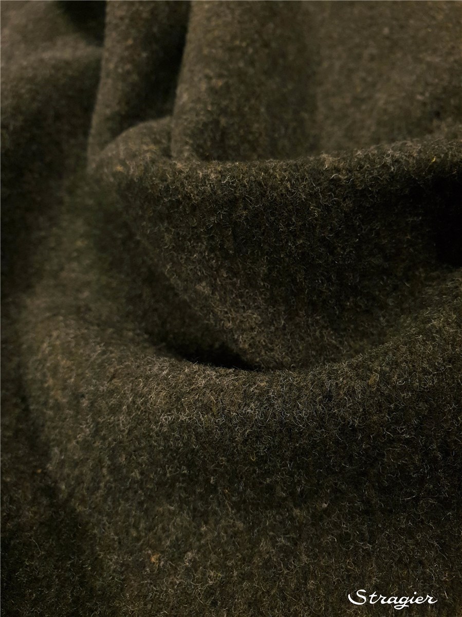 Laine Velours Manteau - Uni - Kaki chiné