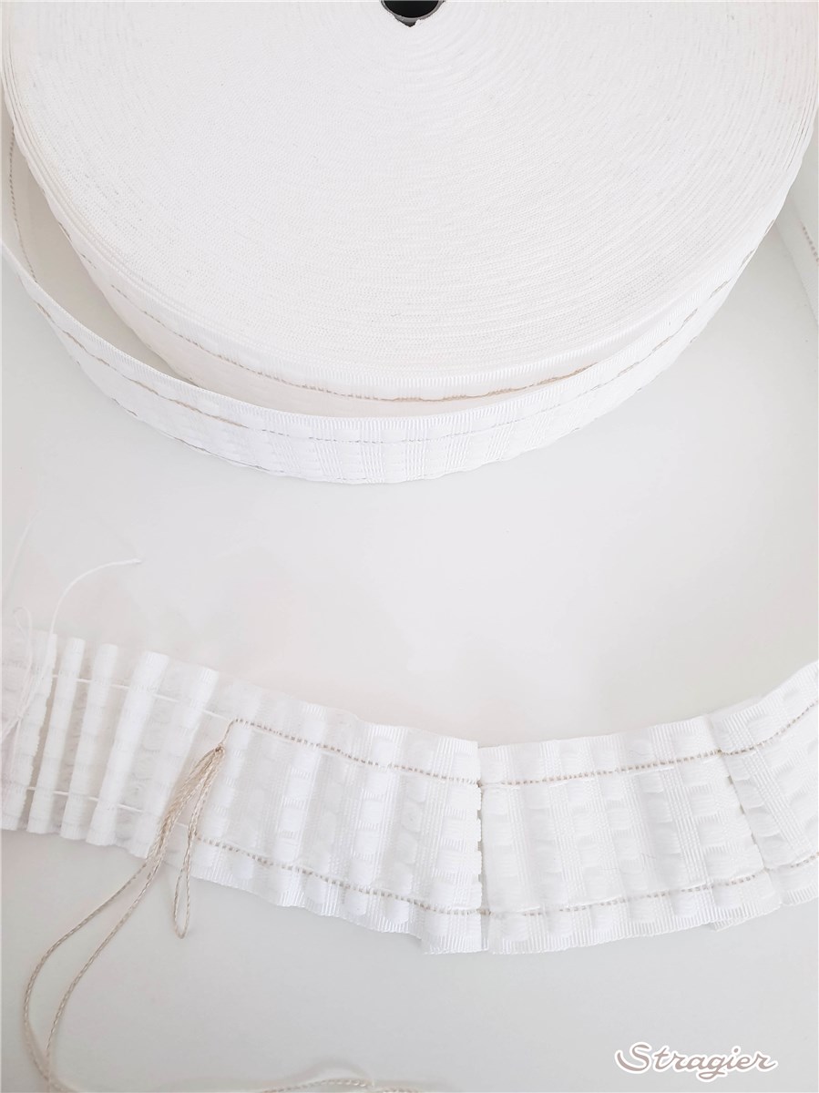 Ruban fronceur rideaux - Fronces & Plis - Blanc - 70 mm