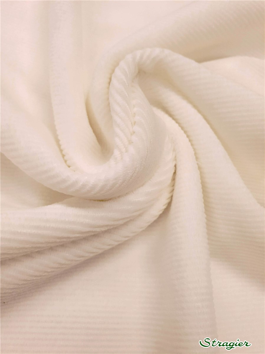 Maille Velours milleraies stretch - Côtes 2mm - Ivoire clair 
