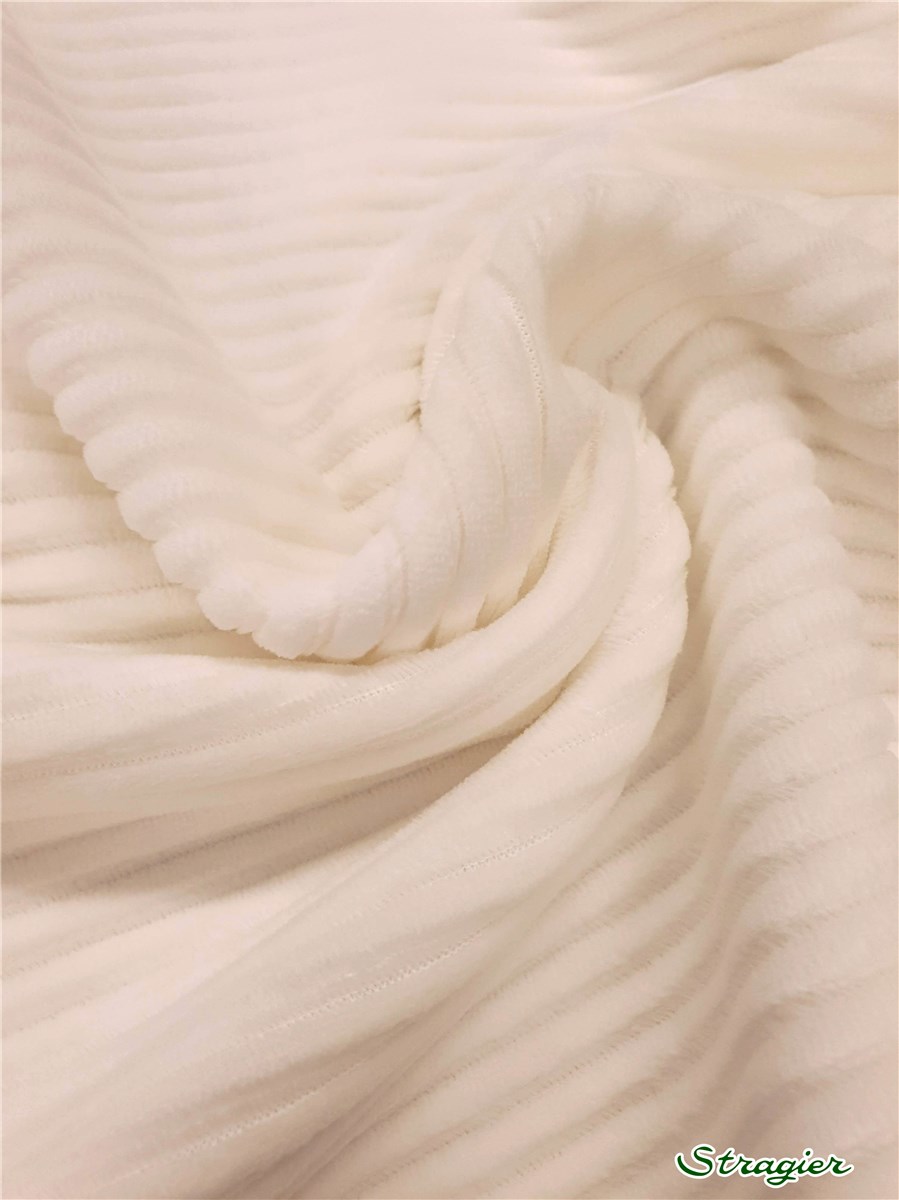 Maille Velours milleraies stretch - Côtes 6mm - Ivoire clair 