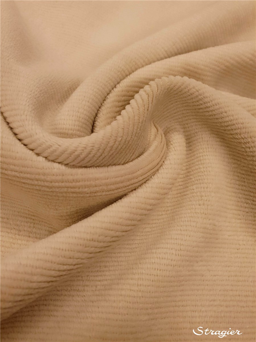 Maille Velours milleraies stretch - Côtes 2mm - Beige Galet 