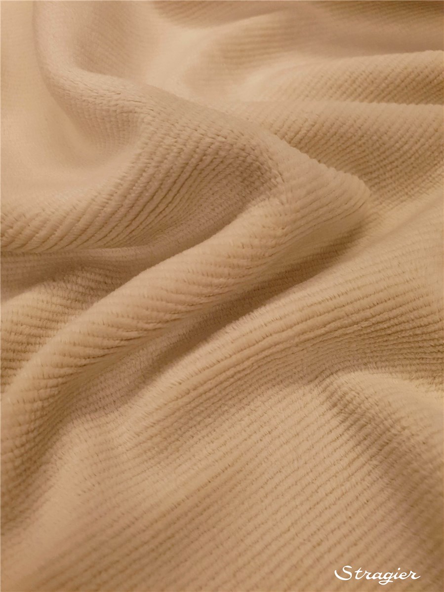 Maille Velours milleraies stretch - Côtes 2mm - Beige Galet