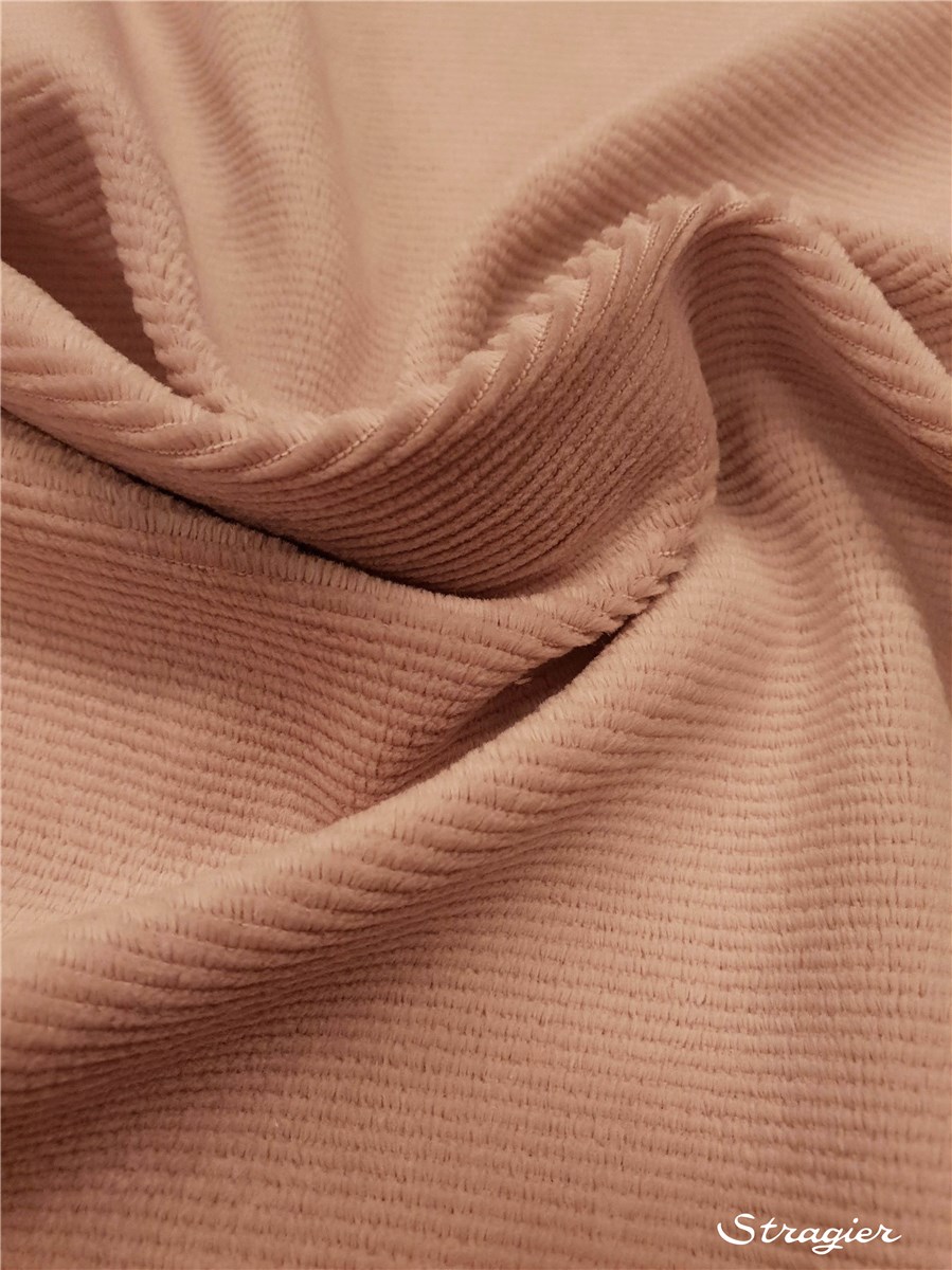 Maille Velours milleraies stretch - Côtes 2mm - Rose Nude 