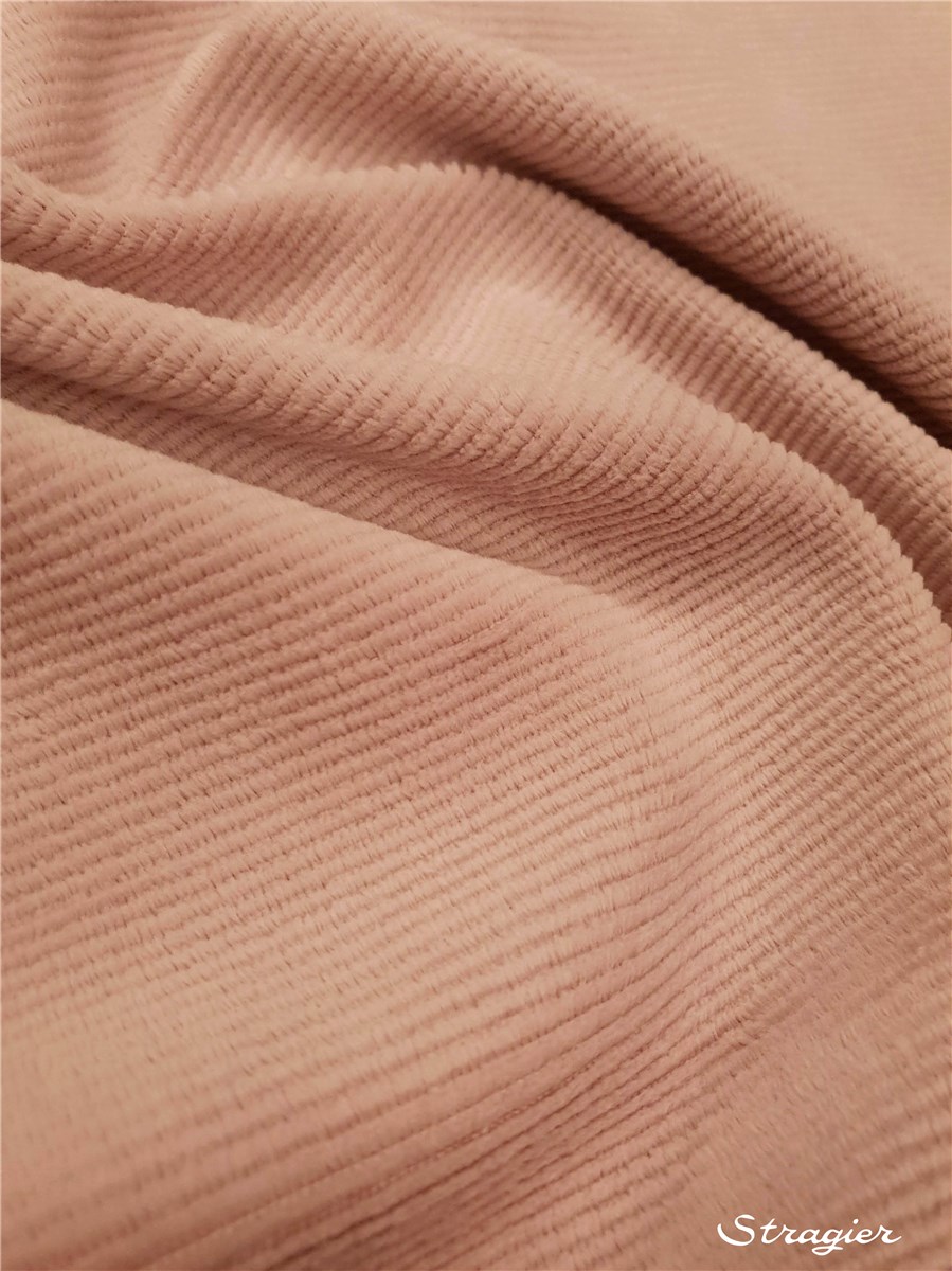 Maille Velours milleraies stretch - Côtes 2mm - Rose Nude