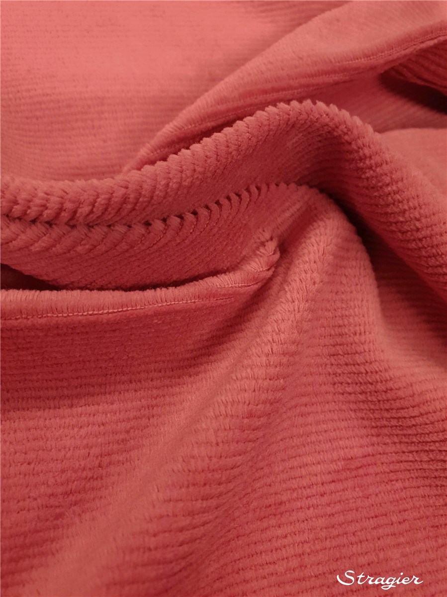 Maille Velours milleraies stretch - Côtes 2mm - Bougainvillier