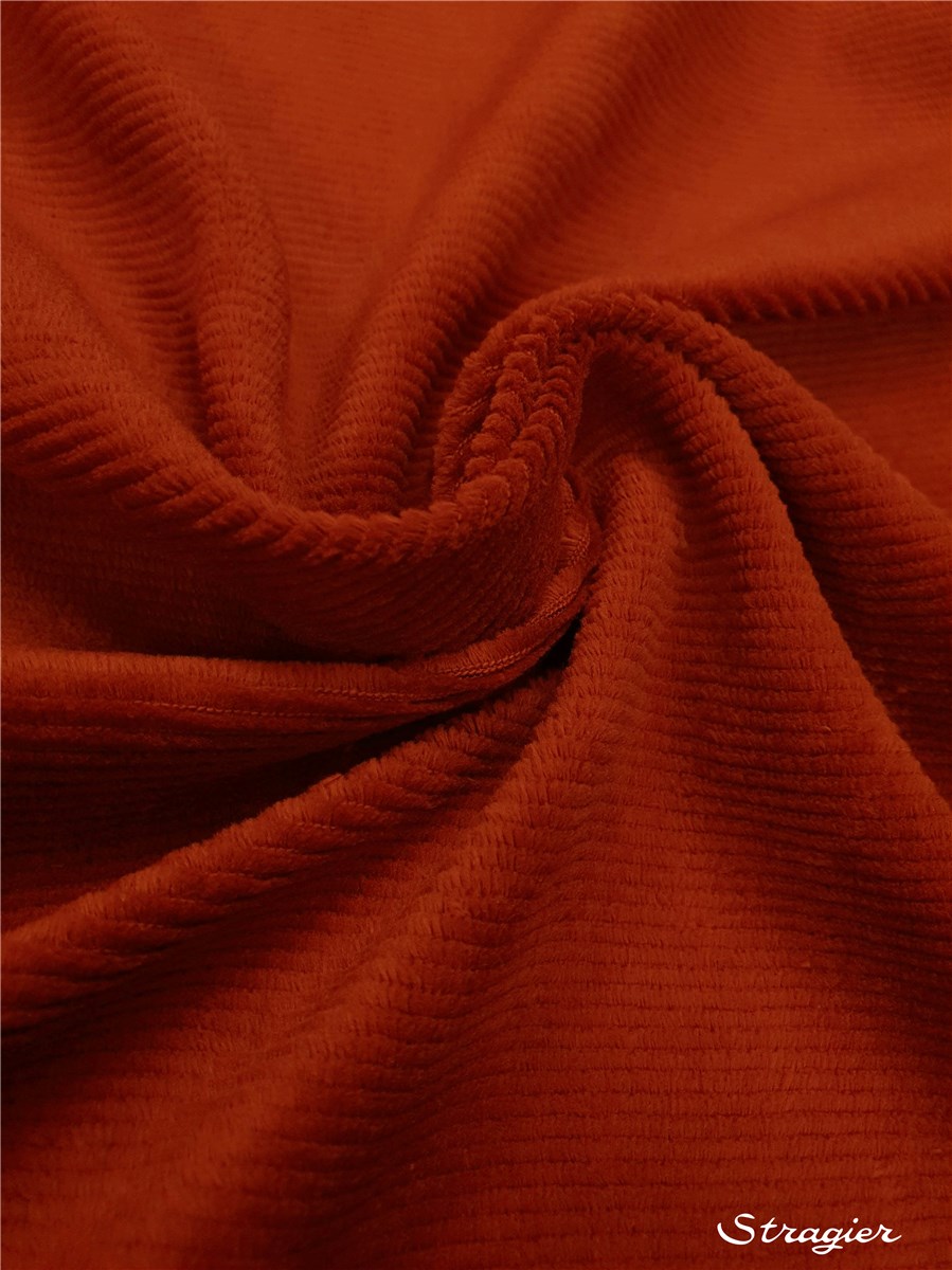 Maille Velours milleraies stretch - Côtes 2mm - Sienne Rouille 