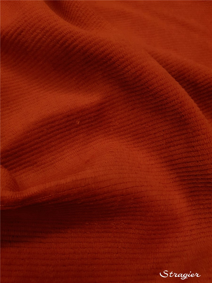 Maille Velours milleraies stretch - Côtes 2mm - Sienne Rouille