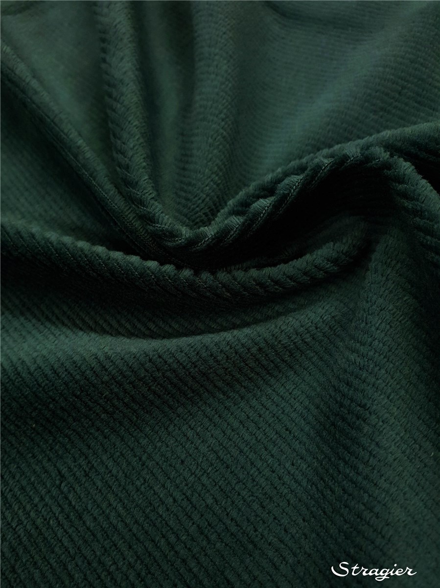 Maille Velours milleraies stretch - Côtes 2mm - Vert Canard 