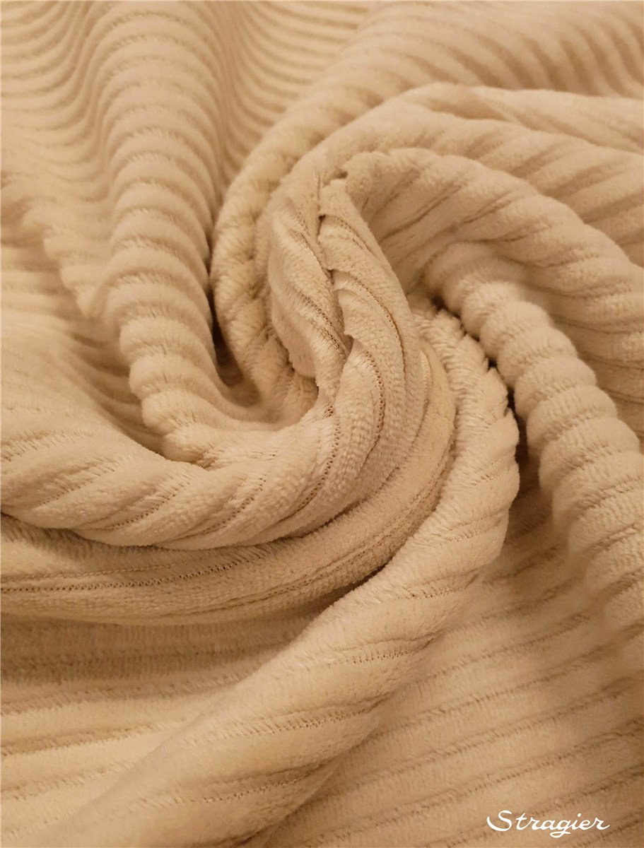 Maille Velours milleraies stretch - Côtes 6mm - Beige Galet 