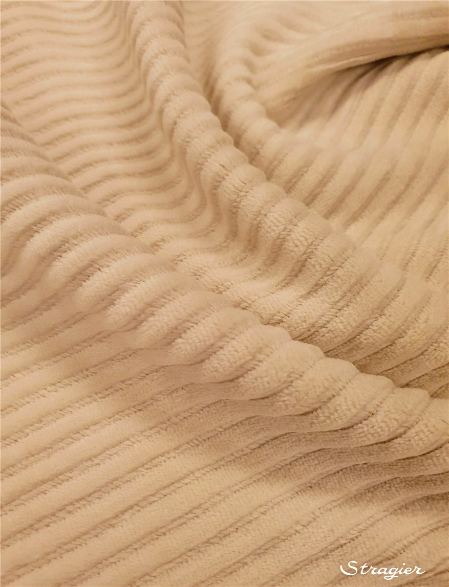 Maille Velours milleraies stretch - Côtes 6mm - Beige Galet 
