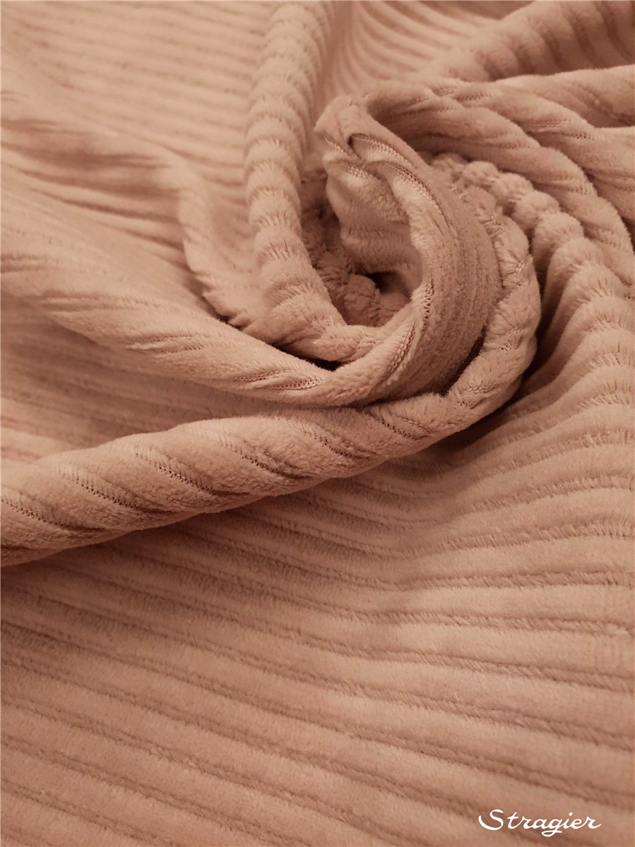 Maille Velours milleraies stretch - Côtes 6mm - Rose Nude 