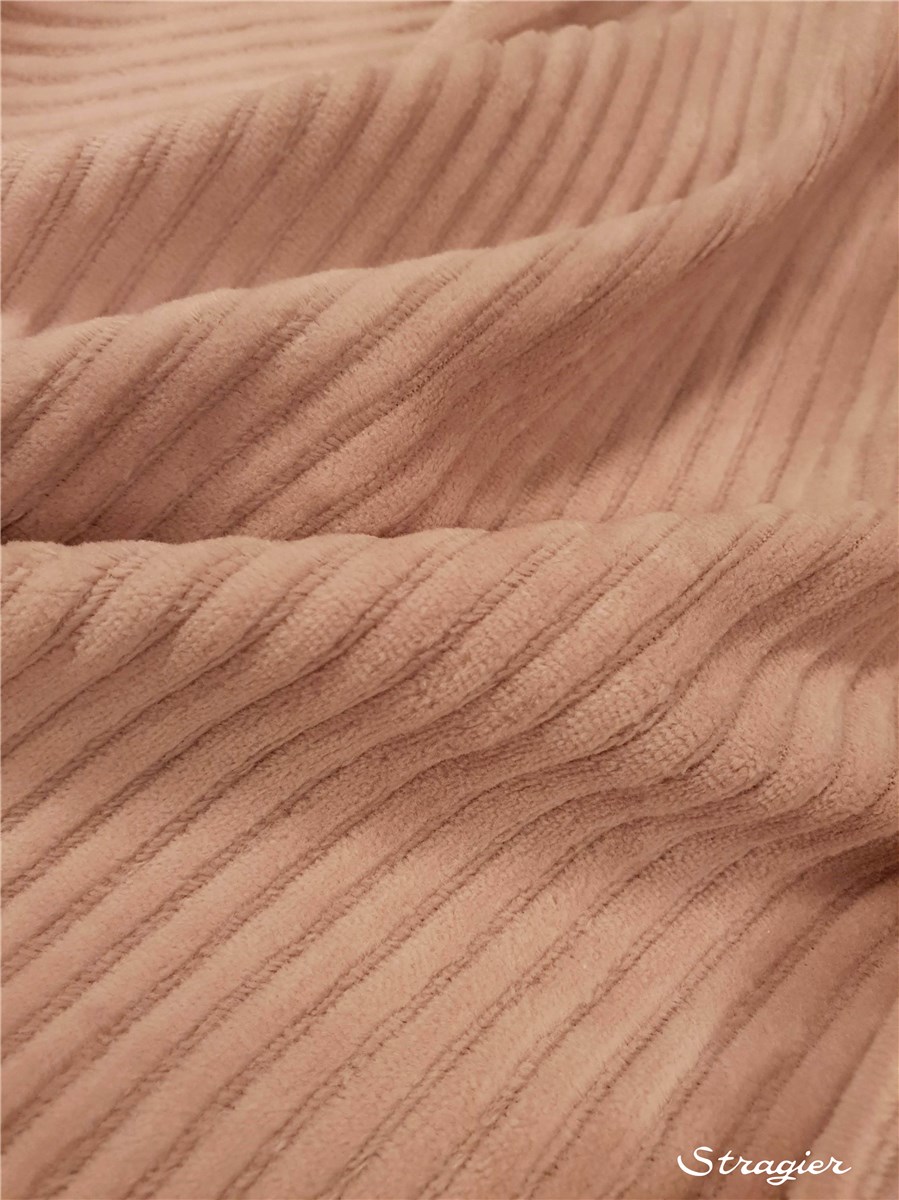 Maille Velours milleraies stretch - Côtes 6mm - Rose Nude 