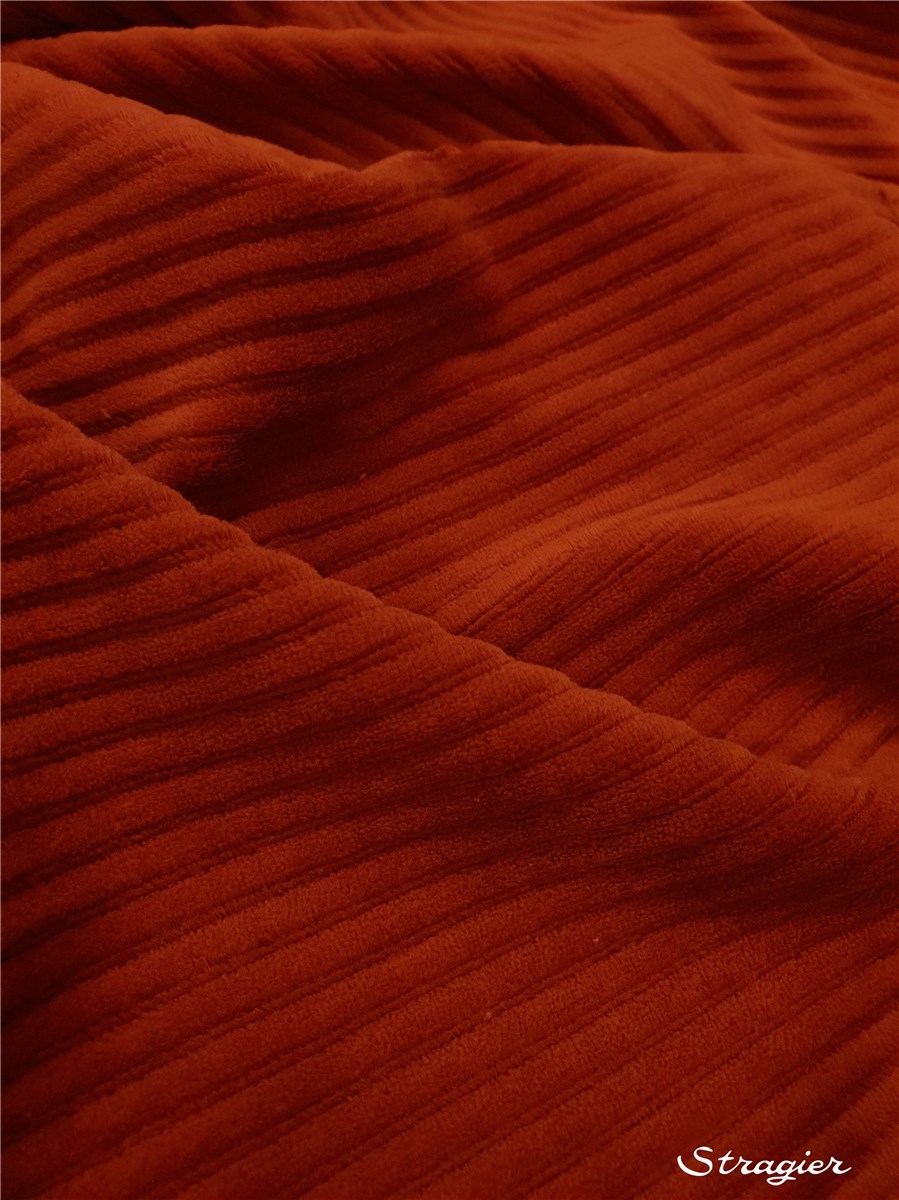 Maille Velours milleraies stretch - Côtes 6mm - Sienne Rouille