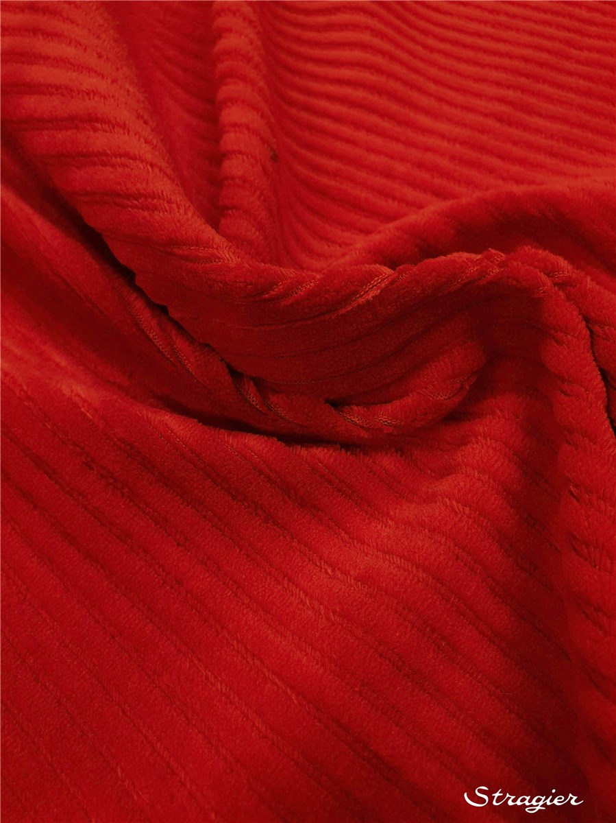 Knitted Fabric - Baby Cord - Stretch - Côtes 6mm - Rouge