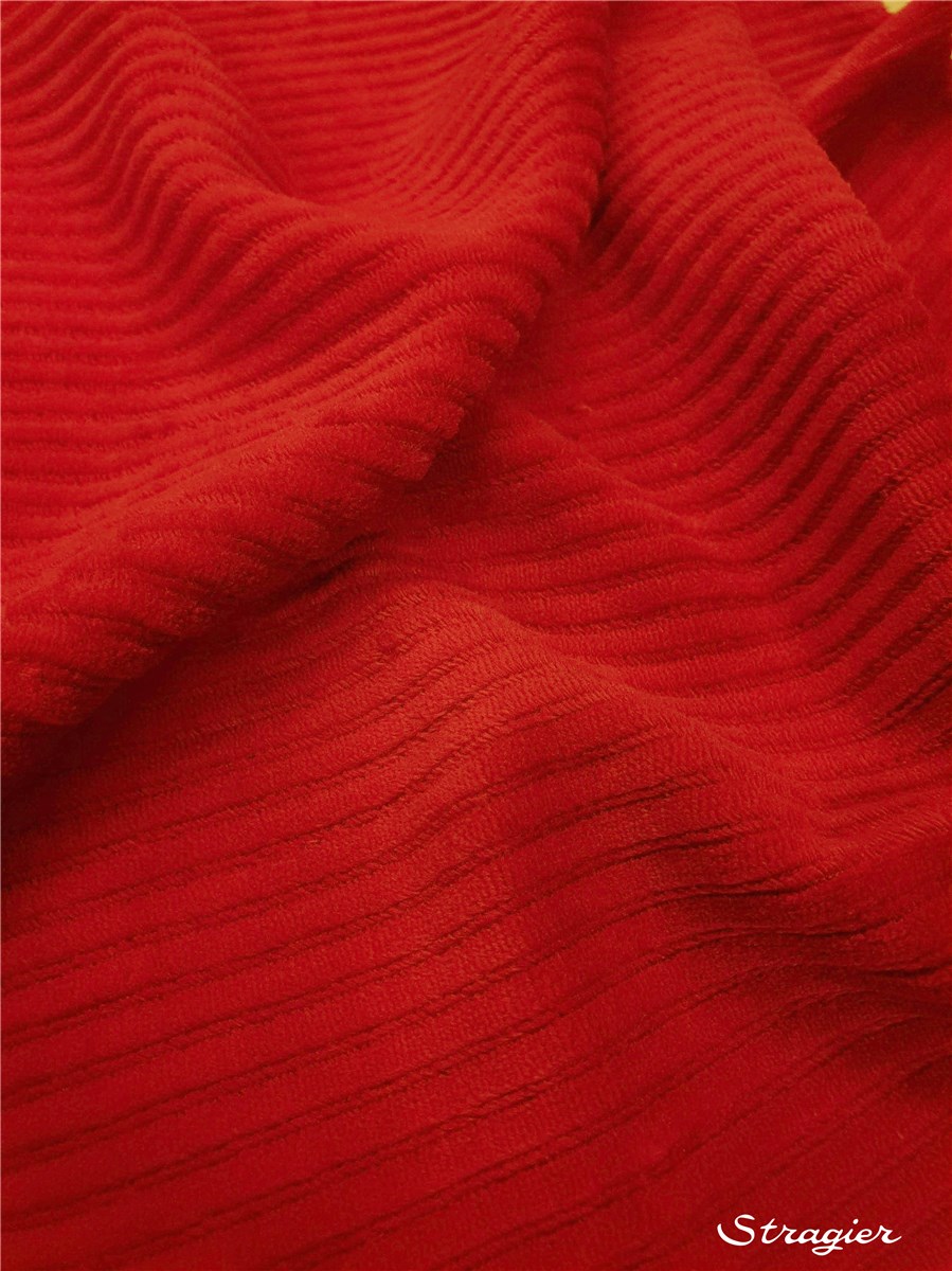 Knitted Fabric - Baby Cord - Stretch - Côtes 6mm - Rouge