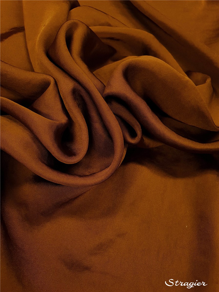 Crêpe Satin lavé - fluide - uni - Fauve