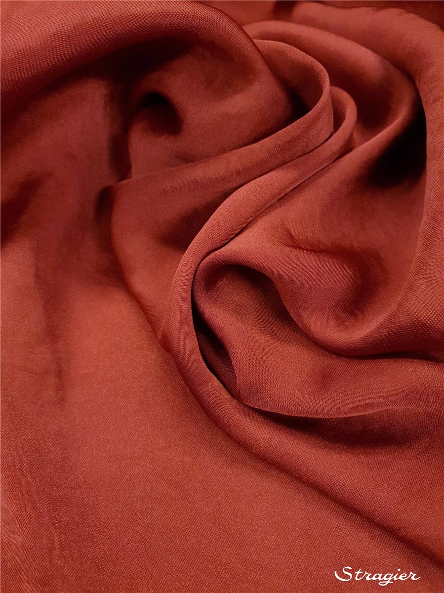 Crêpe Satin lavé - fluide - uni - Cochenille