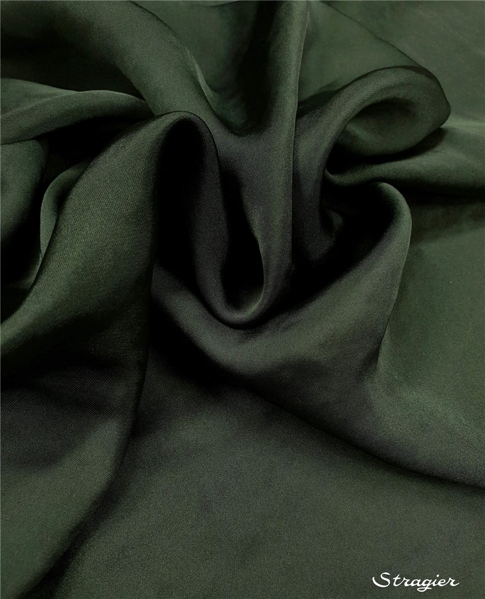 Satin Crepe washed - flowing - uni - Vert Bouteille