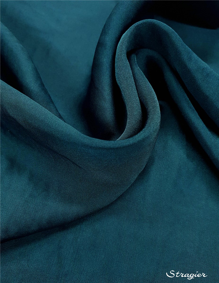 Satin Crepe washed - flowing - uni - Bleu Canard
