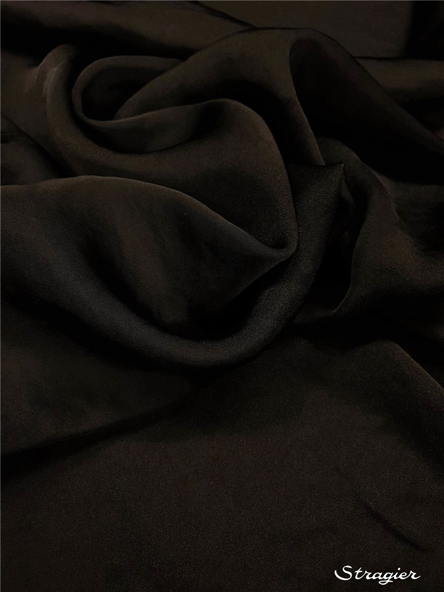 Satin Crepe washed - flowing - uni - Noir