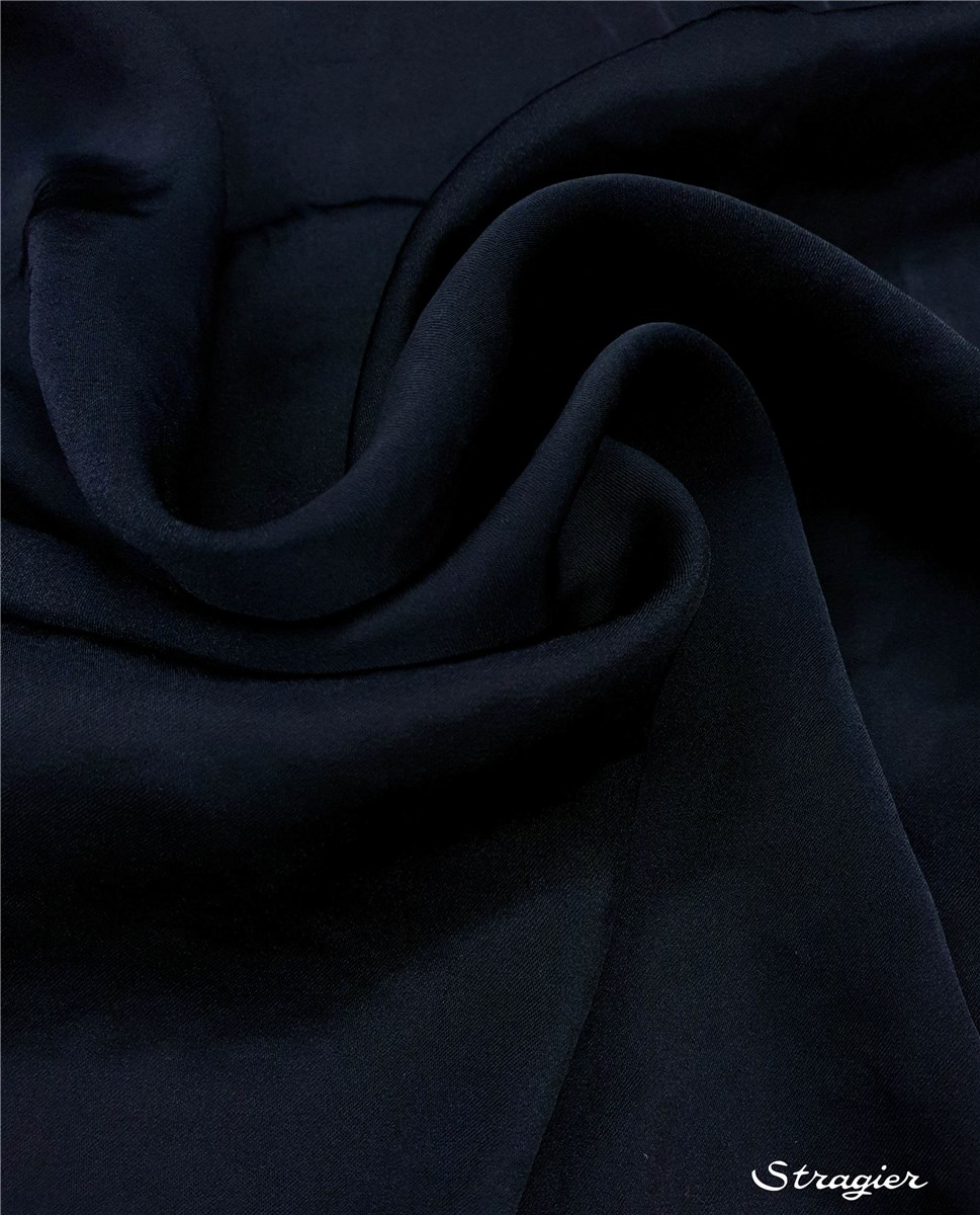 Satin Crepe washed - flowing - uni - Marine