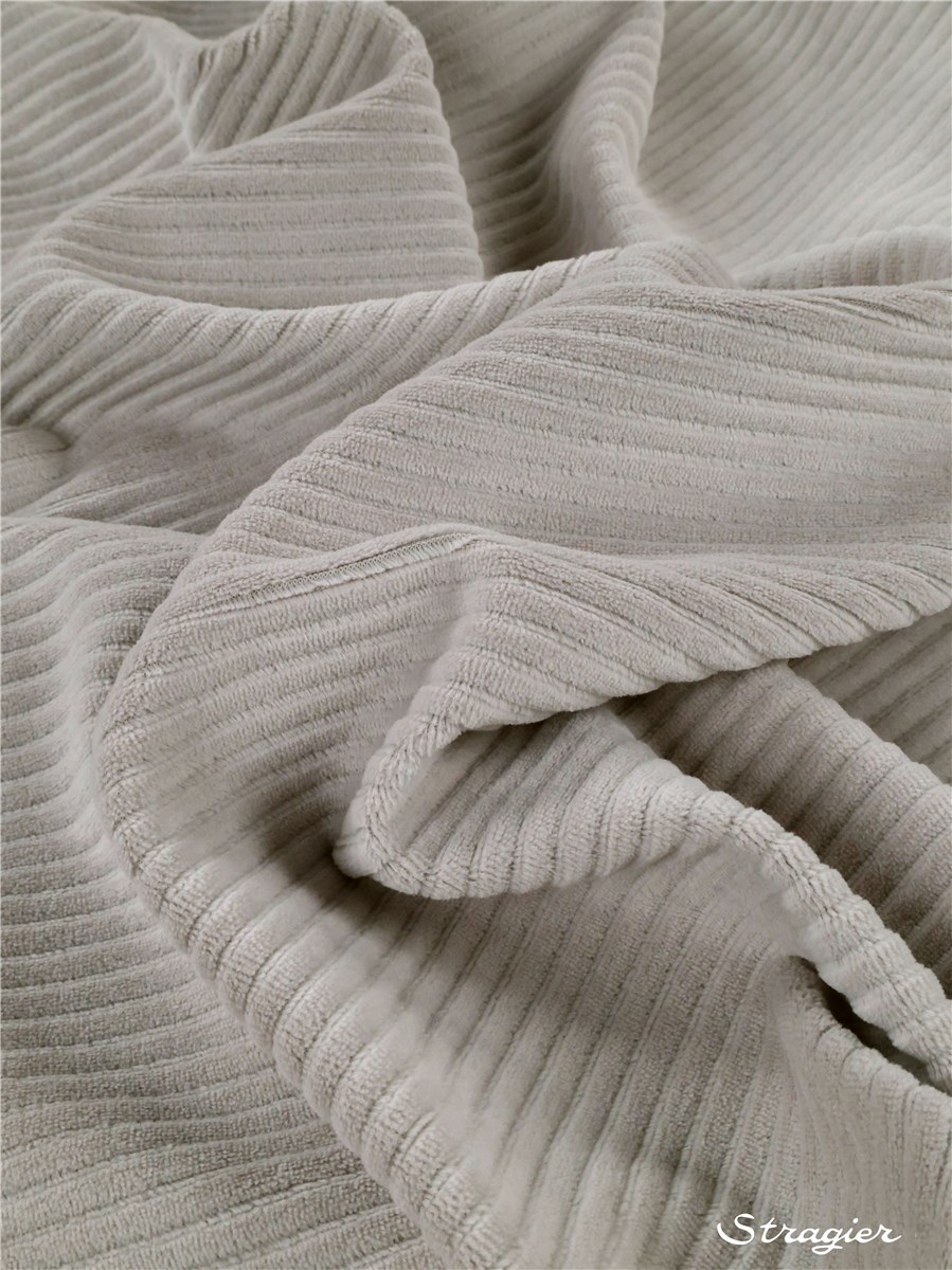 Maille Velours milleraies stretch - Côtes 6mm - Grège 