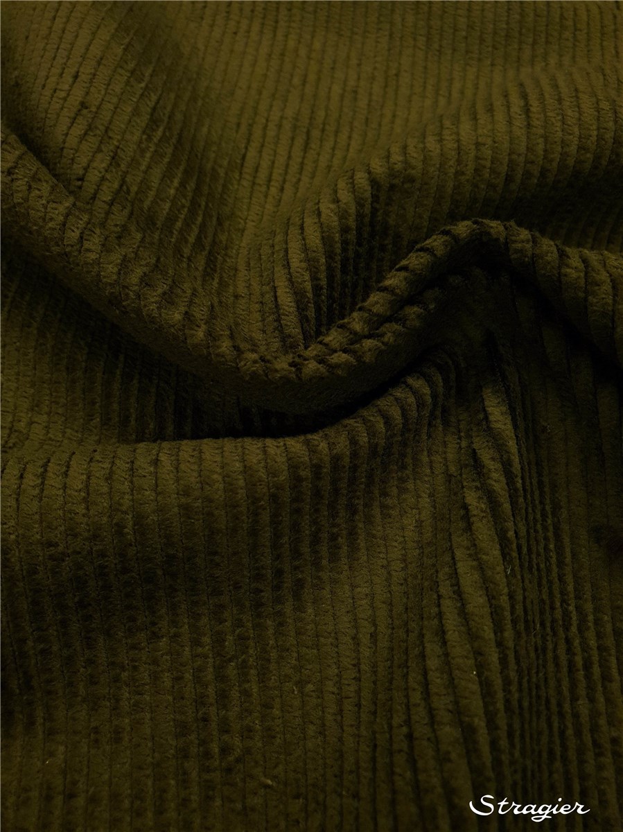 Velours côtelé 6W-côte 4mm - Uni - Olive Kaki 