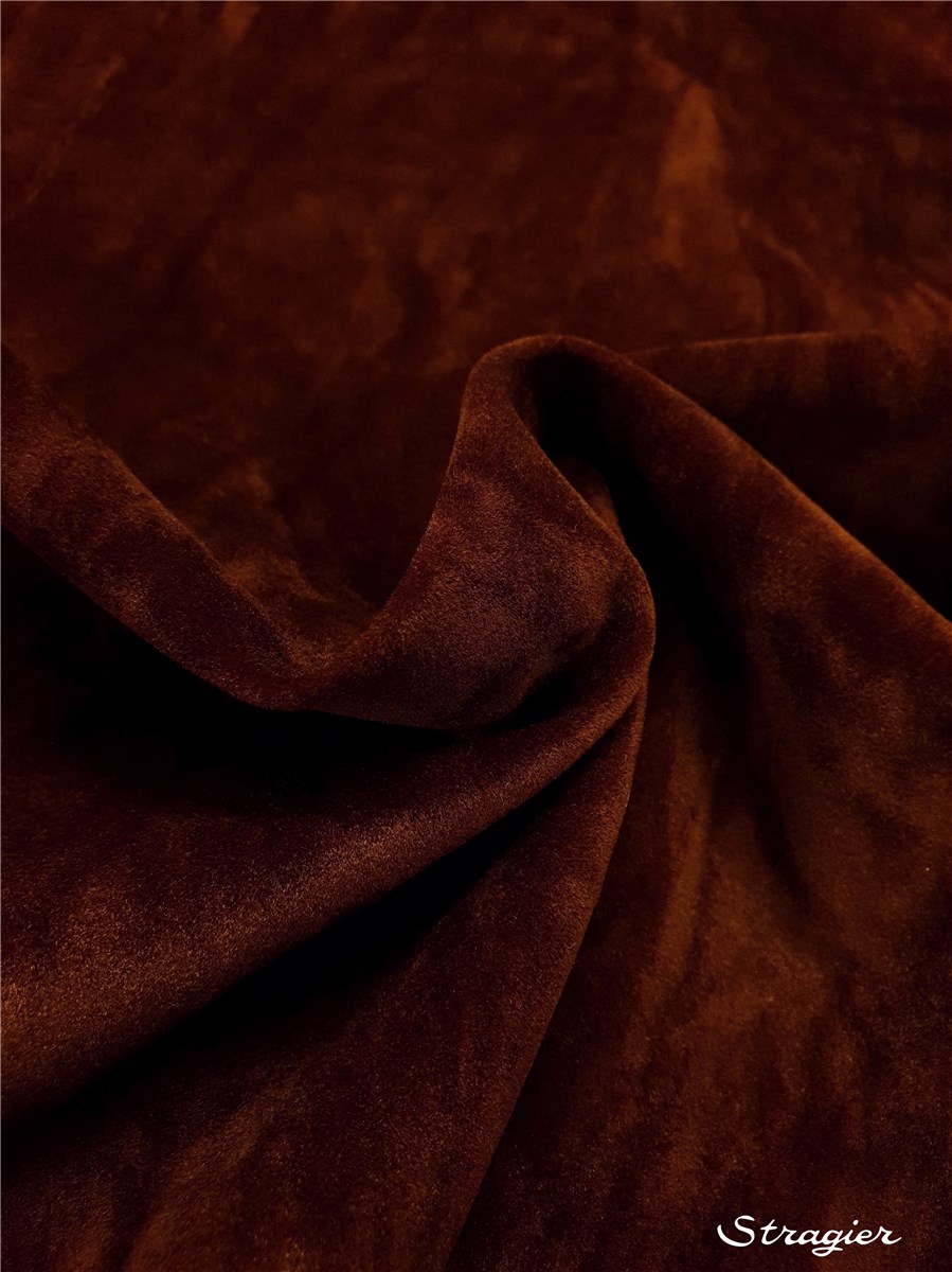 Suédine - effet velours - uni - Brun Cognac 