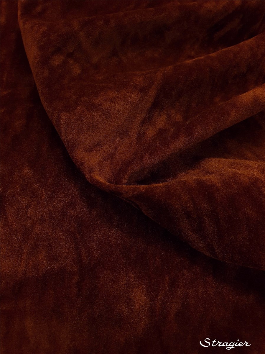 Suédine - effet velours - uni - Brun Cognac