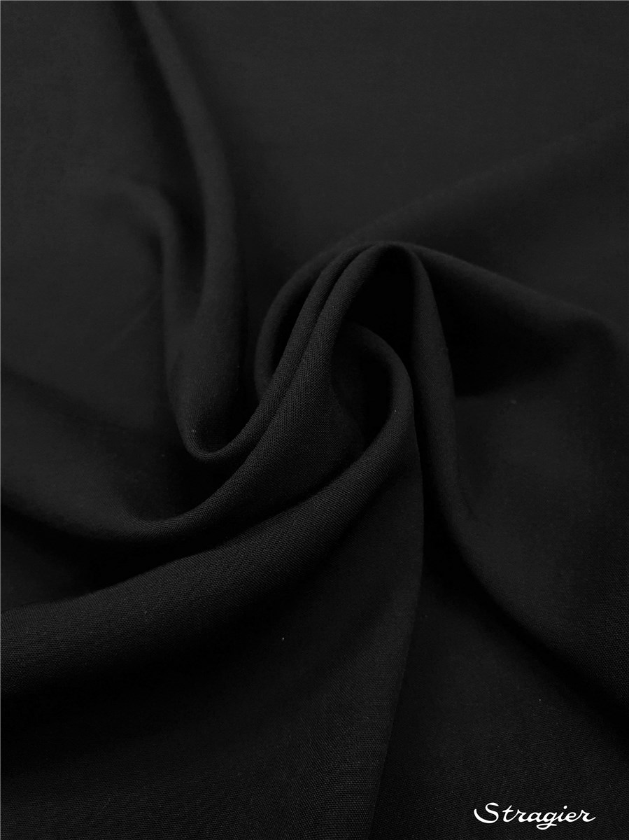 Popeline souple Viscose - uni - Noir