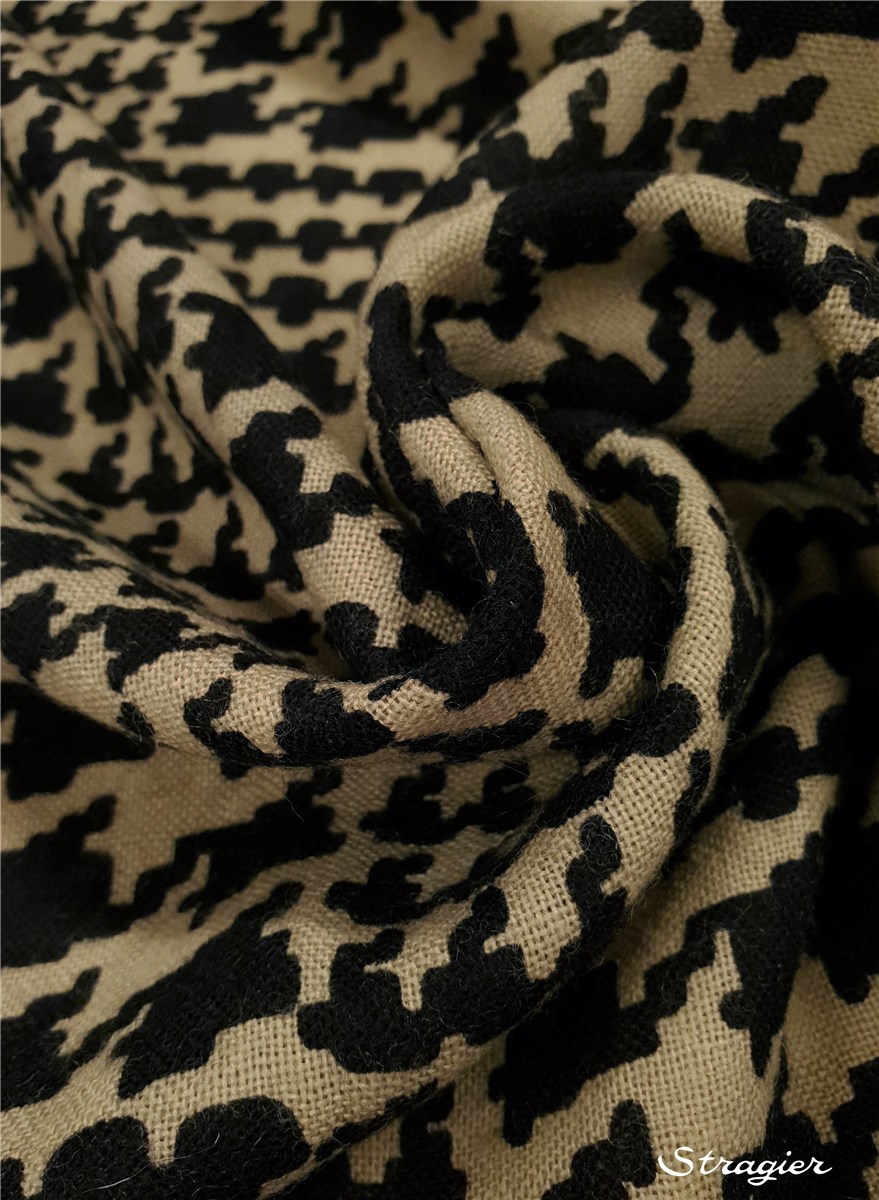 Etamine de Laine - Pied de Coq - Noir-Grège 