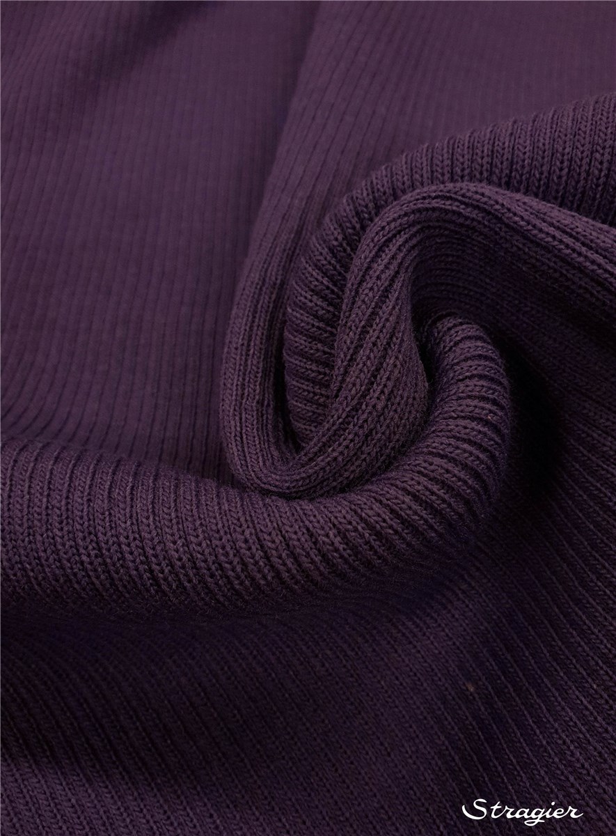 Tricot - medium - Côte 3mm - uni - Prune - 80 cm