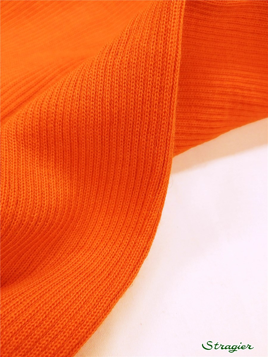 Knitted Fabric - medium- 3mm Rib - uni - Orange - 130 cm