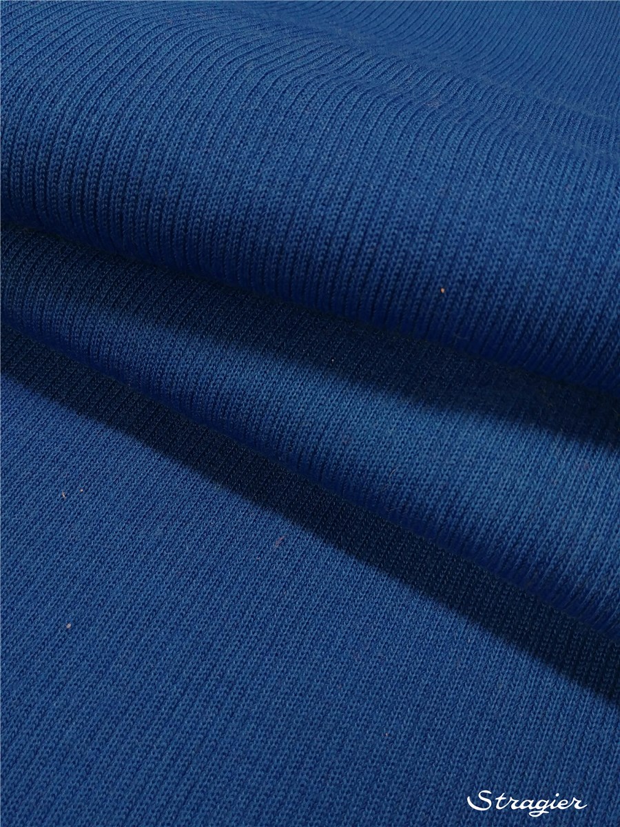 Knitted Fabric - medium- 3mm Rib - uni - Bleu Mozaïque - 100 cm