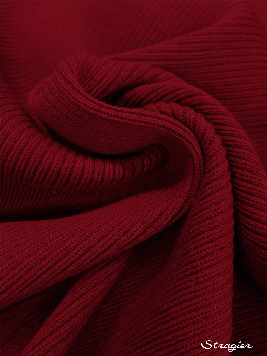 Tricot - medium - Côte 3mm - uni - Rouge Grenat - 90 cm