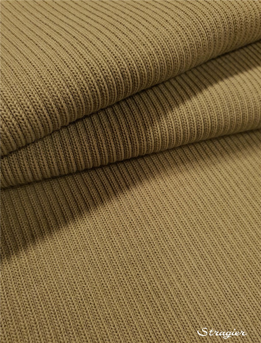 Knitted Fabric - heavy - 4mm Rib - uni - Beige Kaki - 60 cm