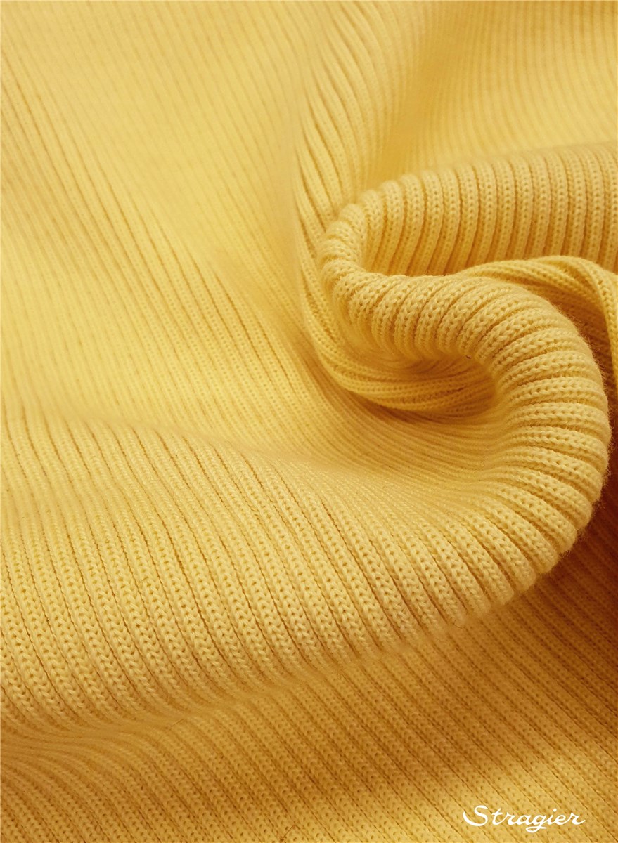 Knitted Fabric - heavy -  4mm Rib - uni - Jaune Paille - 70 cm