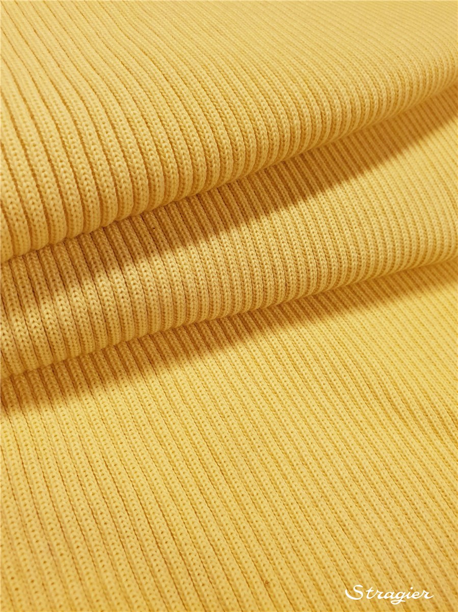 Knitted Fabric - heavy - 4mm Rib - uni - Jaune Paille - 70 cm