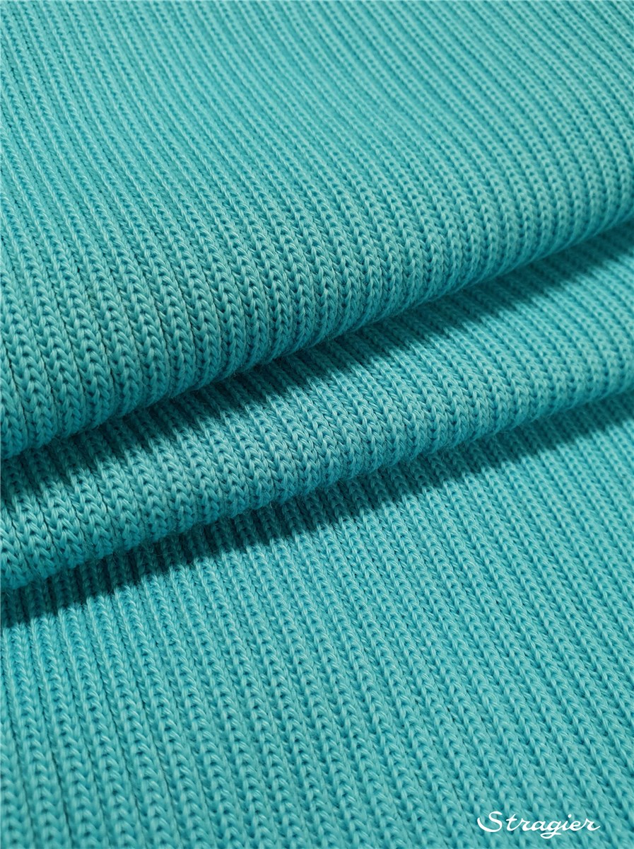 Knitted Fabric - heavy - 4mm Rib - uni - Turquoise - 80 cm