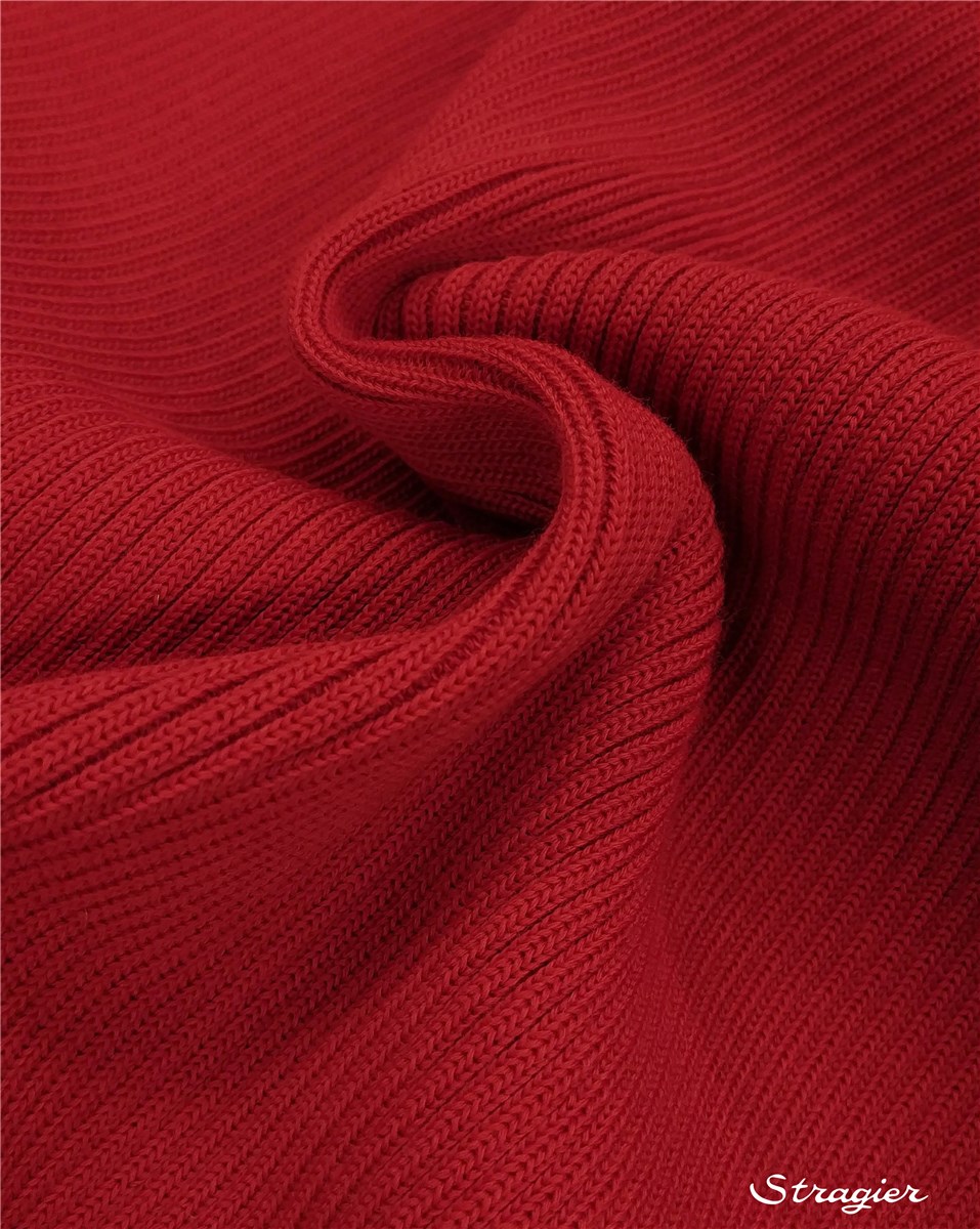 Knitted Fabric - heavy -  4mm Rib - uni - Rouge Cerise - 140 cm