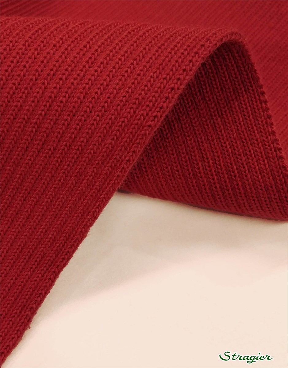 Knitted Fabric - heavy - 4mm Rib - uni - Rouge Cerise - 140 cm